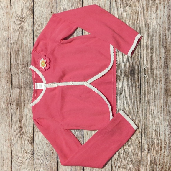 Brand New Gymboree L(10-12) Cardigan With White Trim And Flower Accent. - Picture 1 of 4